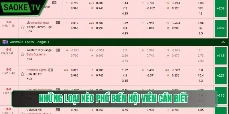 Những loại kèo phổ biến hội viên cần biết